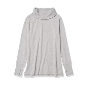 Amazon Essentials Women Studio Terry Long-Sleeve Funnel Neck Tunic Light Gray XS